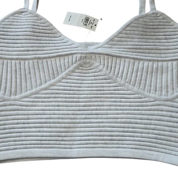 Aerie Ribbed Crop Top Bralette Size Medium New Adjustable Soft Stretch Gray - Picture 3 of 8